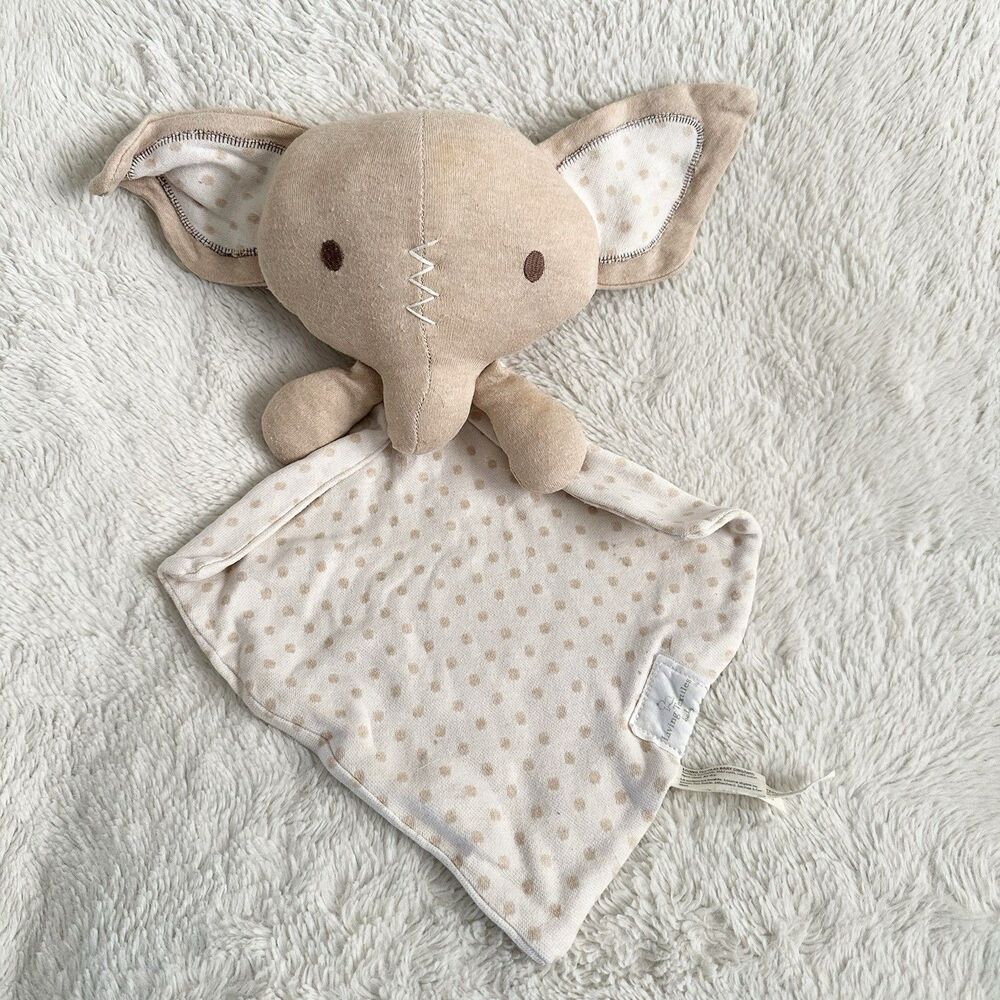Living Textiles Tan Elephant Baby Lovey Stuffed Toy Infant Organic